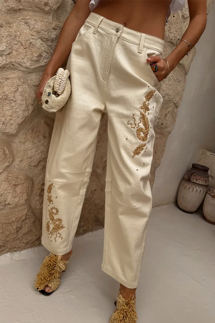 Ecru Raffia Palma Barrel Leg Jeans sold by Never Fully Dressed product image thumbnail 2