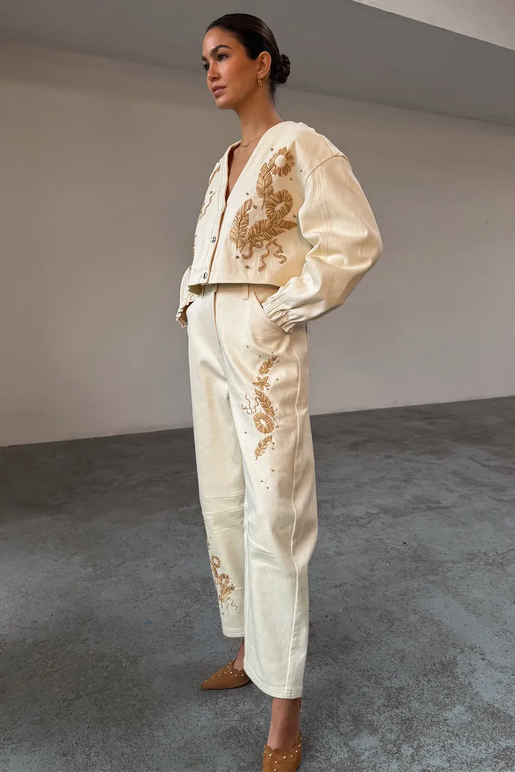 Ecru Raffia Palma Barrel Leg Jeans sold by Never Fully Dressed product image thumbnail 5