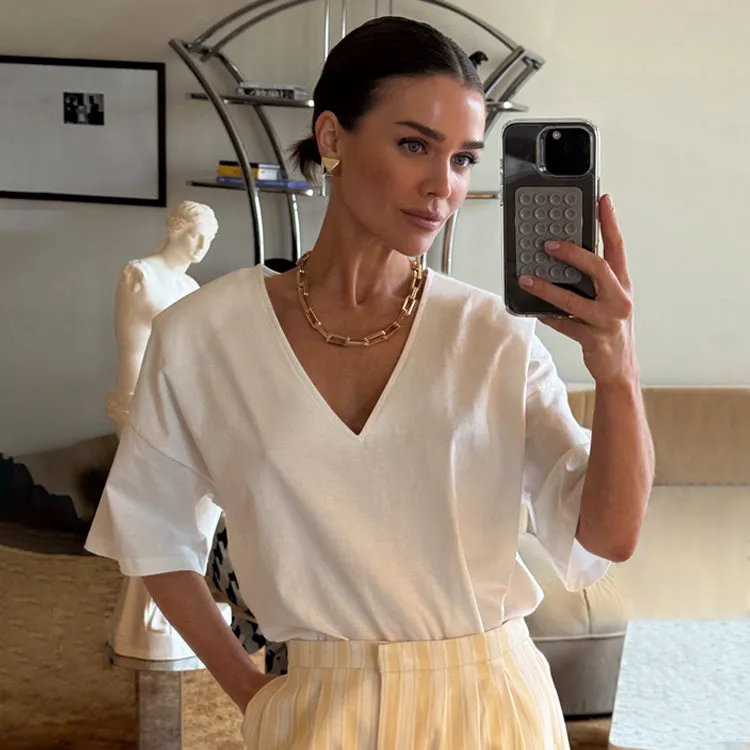 White T Shirt with Shoulder Pads sold by Never Fully Dressed