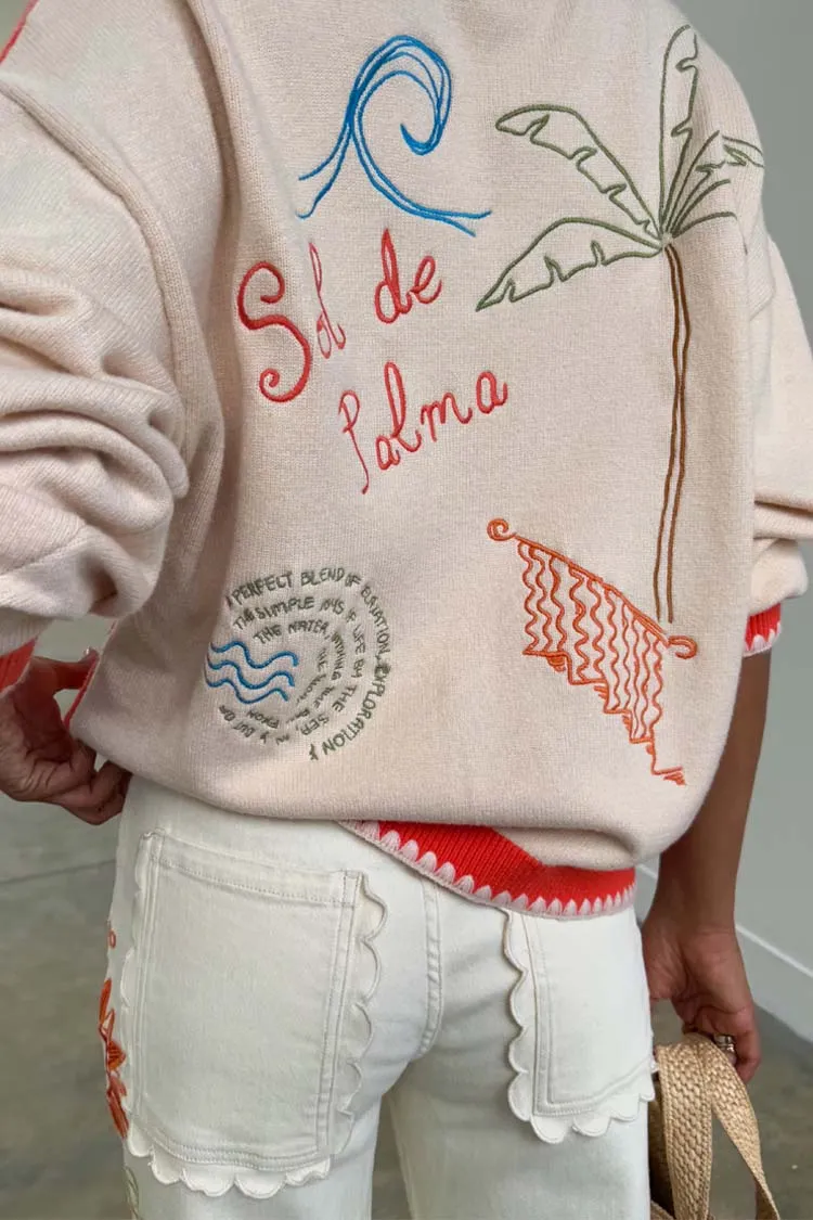 Cream and Red Sol De Palma Calle Cardigan sold by Never Fully Dressed product image thumbnail 5