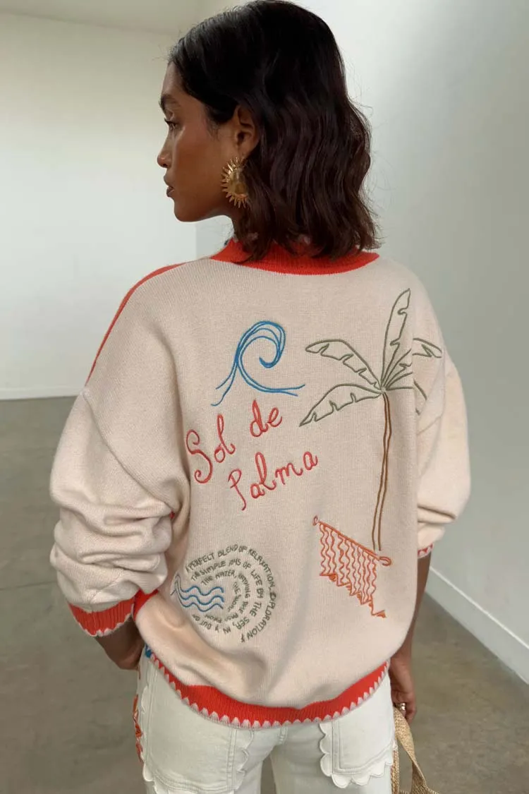 Cream and Red Sol De Palma Calle Cardigan sold by Never Fully Dressed product image thumbnail 2