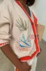 Cream and Red Sol De Palma Calle Cardigan sold by Never Fully Dressed