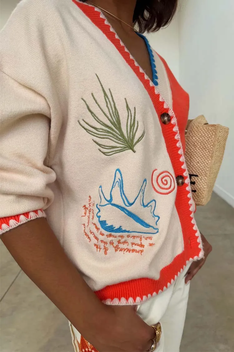 Cream and Red Sol De Palma Calle Cardigan sold by Never Fully Dressed product image thumbnail 4