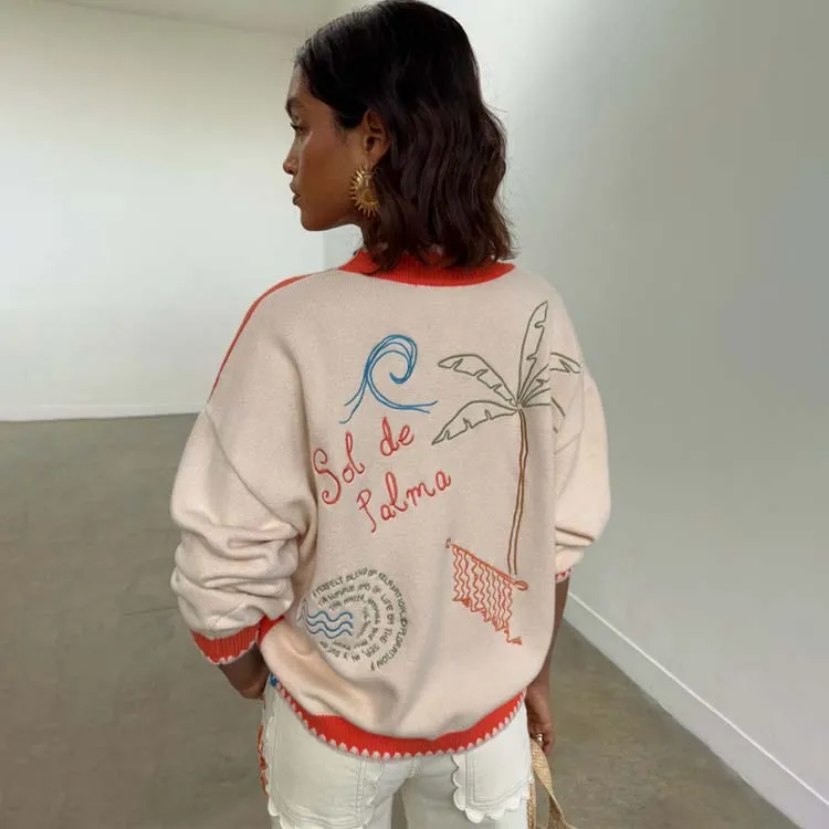 Cream and Red Sol De Palma Calle Cardigan sold by Never Fully Dressed