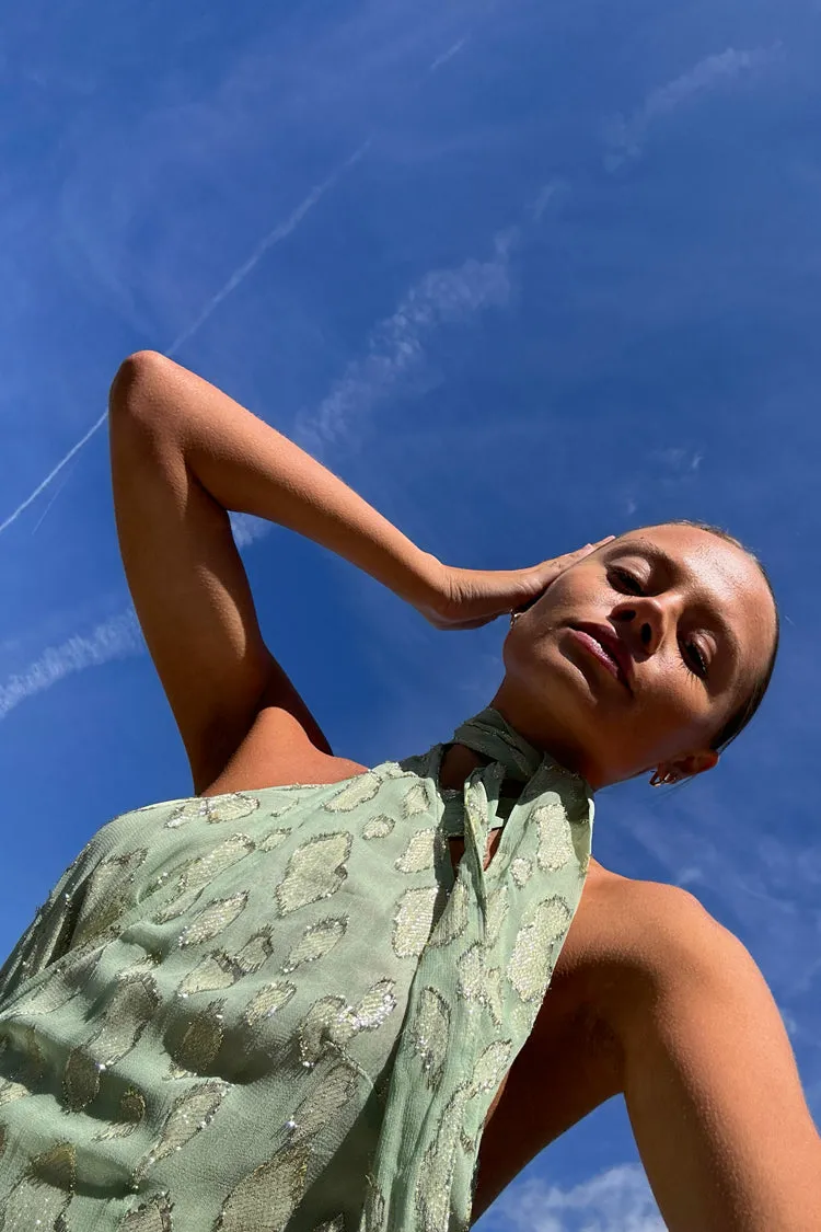 Sage Freya Jacquard Maxi Dress Petite sold by Never Fully Dressed product image thumbnail 5