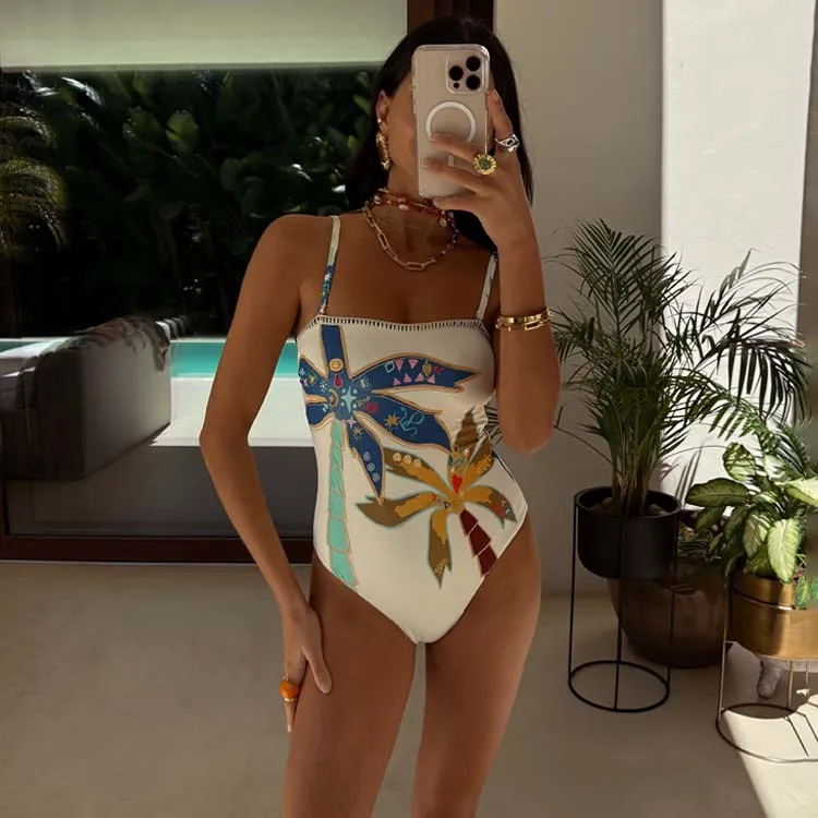 Palm Bandeau Suit sold by Never Fully Dressed