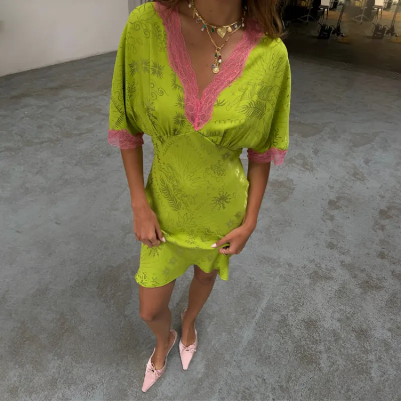 Lime Safari Thea Mini Dress sold by Never Fully Dressed