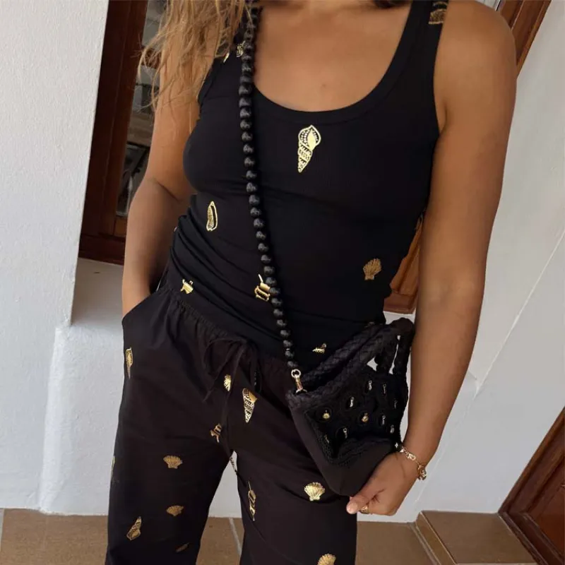 Black Shell Rib Tank made by Never Fully Dressed