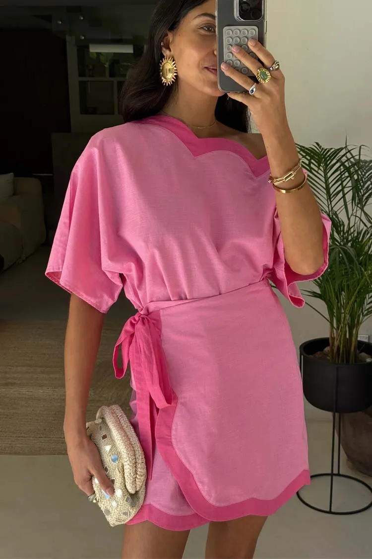 Pink Scallop Mini Jaspre Skirt sold by Never Fully Dressed product image thumbnail 3