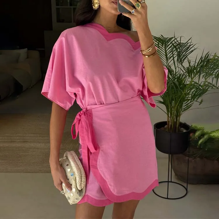 Pink Scallop Mini Jaspre Skirt sold by Never Fully Dressed