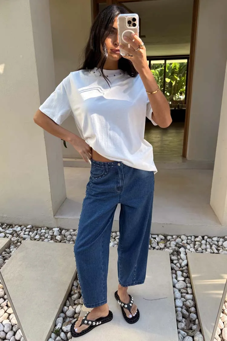 White Studded T-Shirt sold by Never Fully Dressed product image thumbnail 3