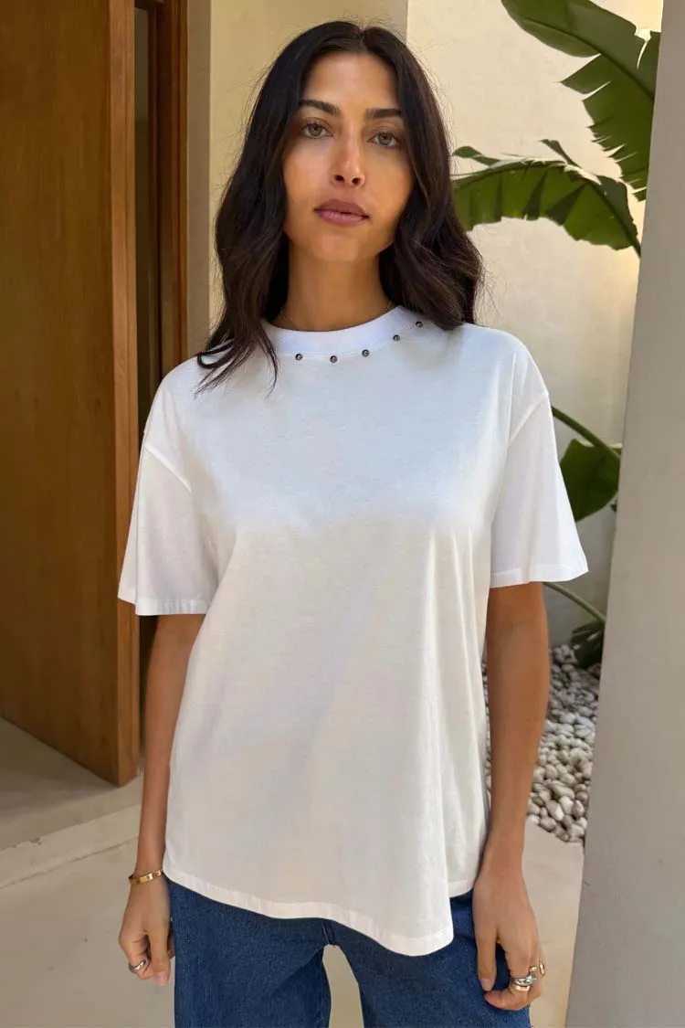 White Studded T-Shirt sold by Never Fully Dressed product image thumbnail 2