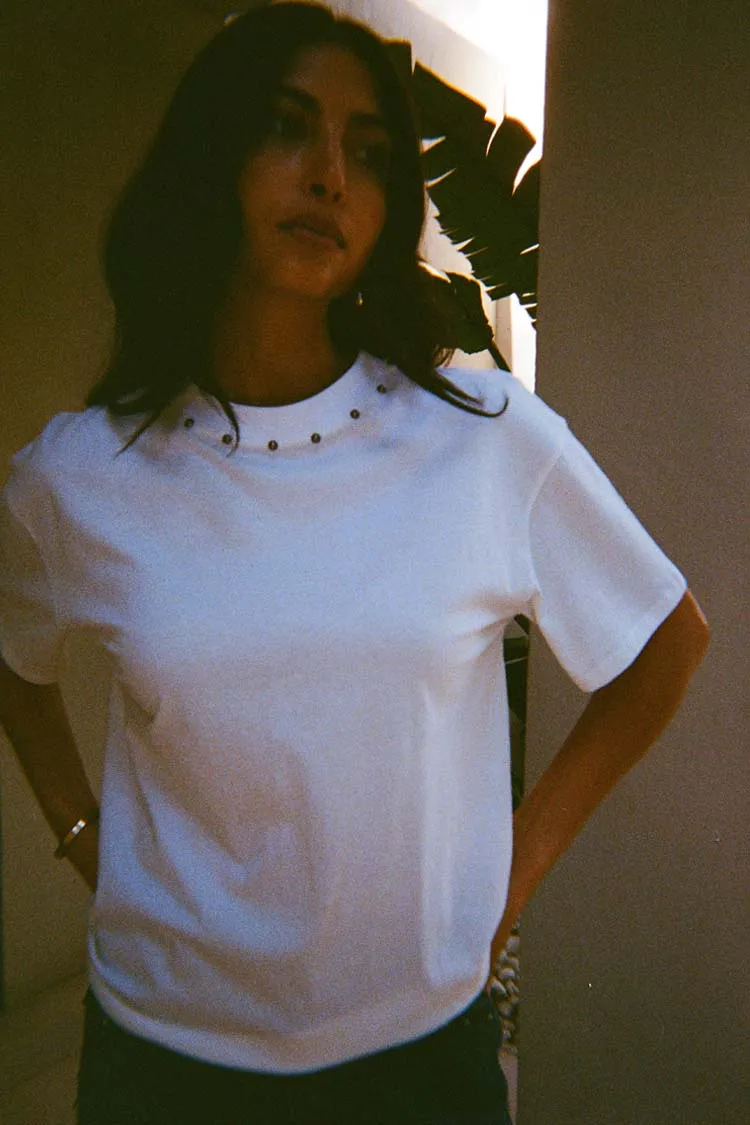 White Studded T-Shirt sold by Never Fully Dressed product image thumbnail 4