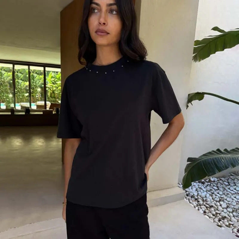 Black Studded T-Shirt sold by Never Fully Dressed