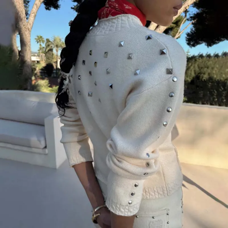 Ecru Studded Cardigan sold by Never Fully Dressed