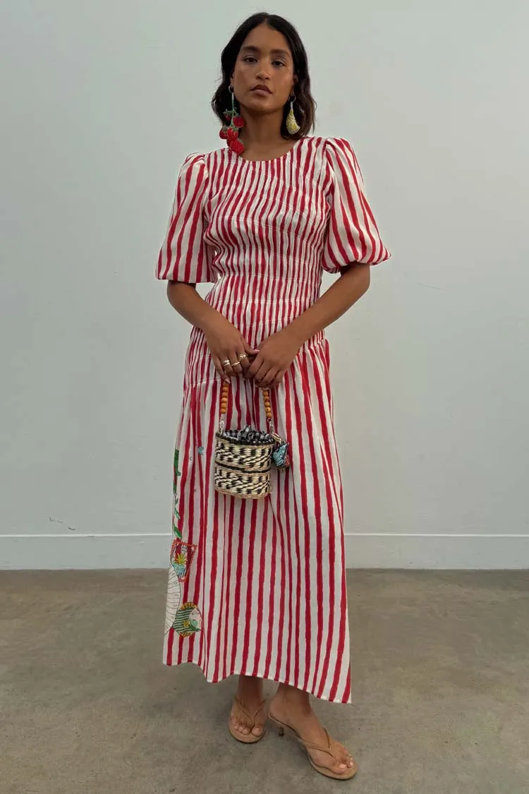 Red Stripe Nara Dress sold by Never Fully Dressed product image thumbnail 5