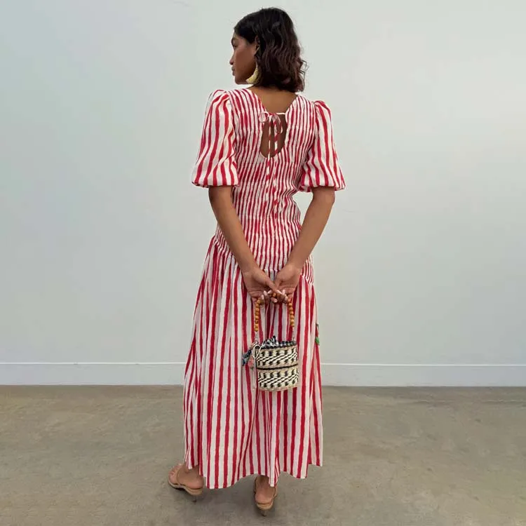 Red Stripe Nara Dress sold by Never Fully Dressed