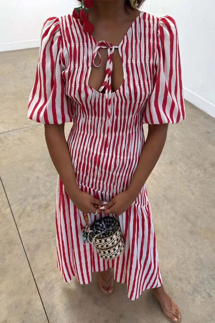 Red Stripe Nara Dress sold by Never Fully Dressed product image thumbnail 2