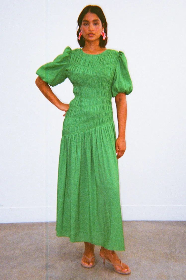 Green Shirred Nara Dress sold by Never Fully Dressed product image thumbnail 4