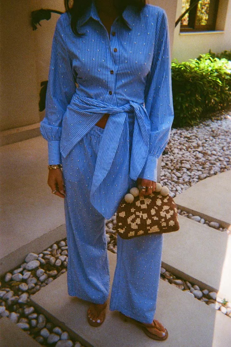 Blue Stripe Tie Back Shirt sold by Never Fully Dressed product image thumbnail 5