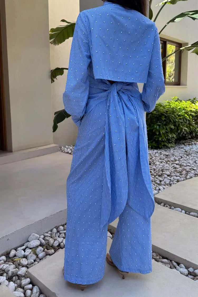 Blue Stripe Tie Back Shirt sold by Never Fully Dressed product image thumbnail 3