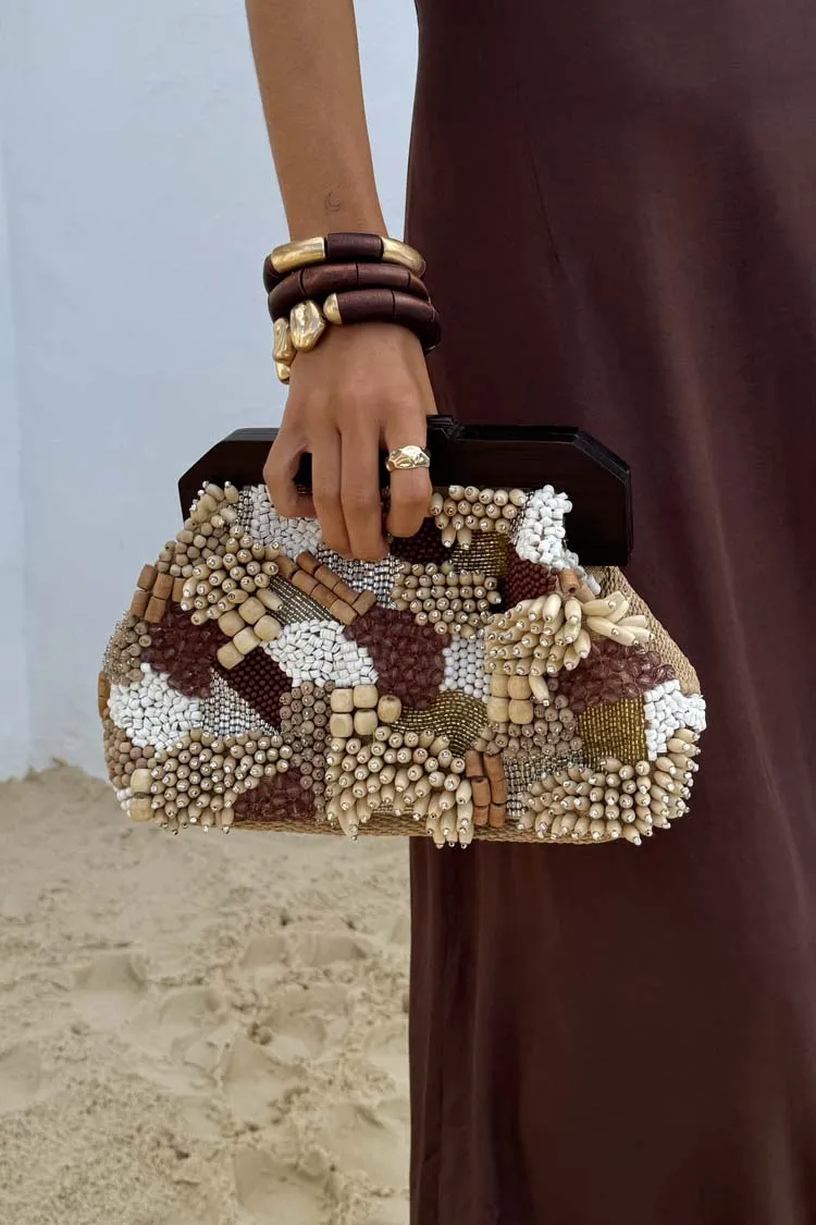 Brown Beaded Clutch Bag sold by Never Fully Dressed product image thumbnail 2
