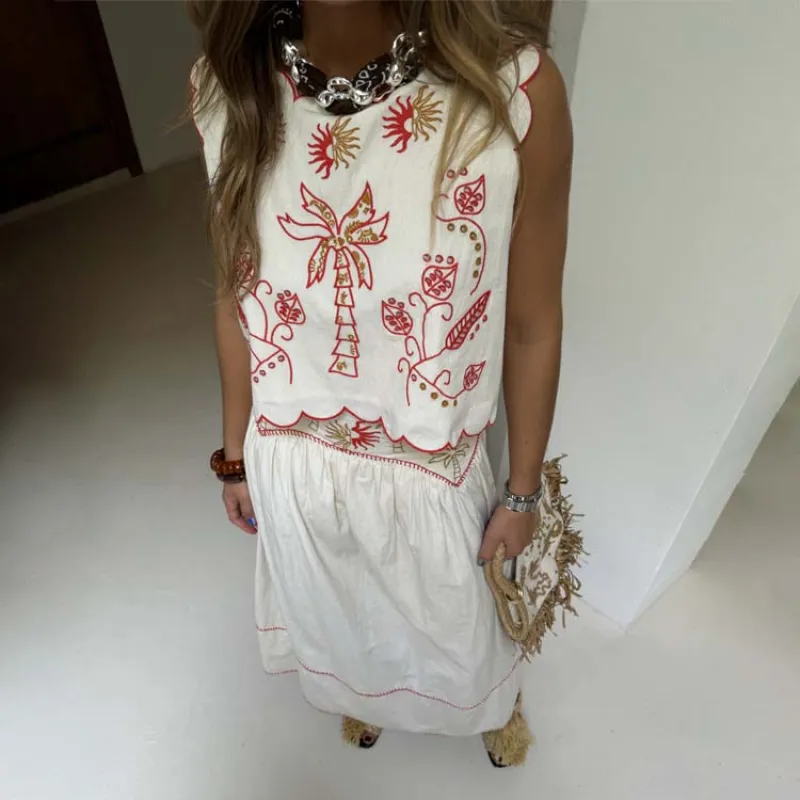 Cream and Red Pollenca Top sold by Never Fully Dressed