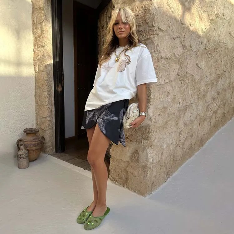 Black Seashell Mesh Mini Skirt sold by Never Fully Dressed