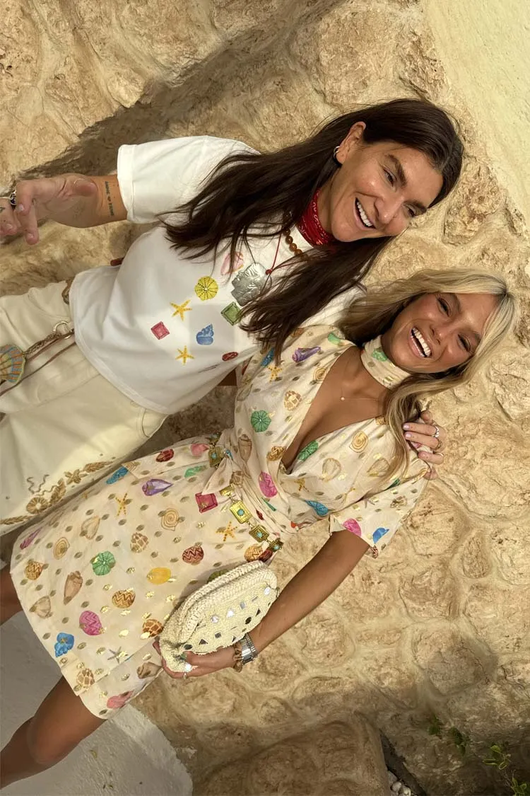 Cream Shell Mini Wrap Dress Petite sold by Never Fully Dressed product image thumbnail 3