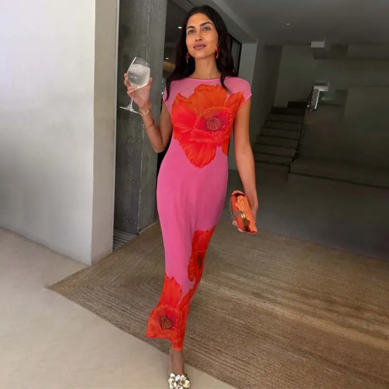 Pink Poppy Sleeveless Mesh Dress sold by Never Fully Dressed