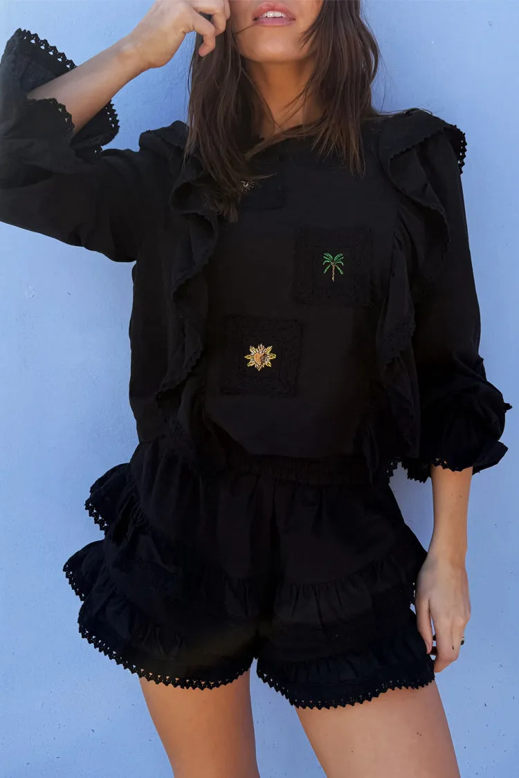 Black Ruffle Shorts sold by Never Fully Dressed product image thumbnail 3