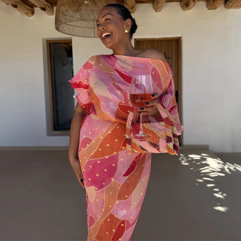 Pink Abstract Tilly Dress sold by Never Fully Dressed