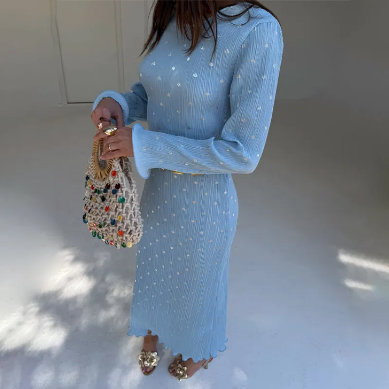 Blue Plisse Chloe Dress sold by Never Fully Dressed