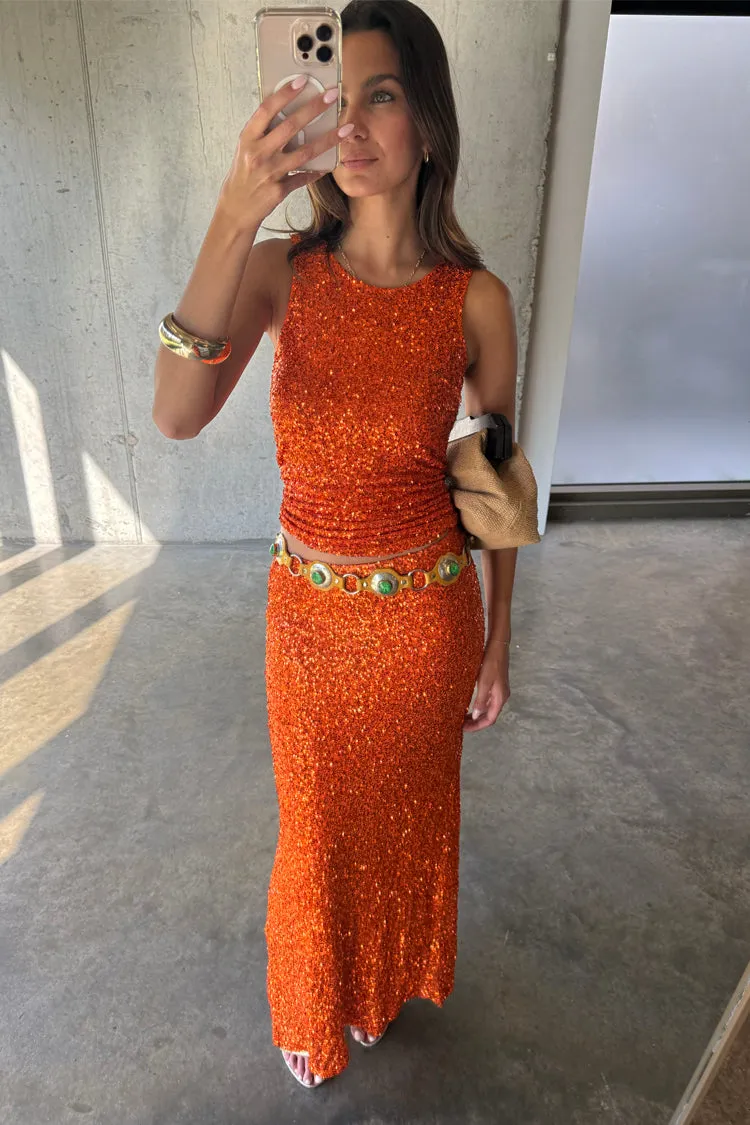 Orange Sequin Dorris Skirt Petite sold by Never Fully Dressed product image thumbnail 4