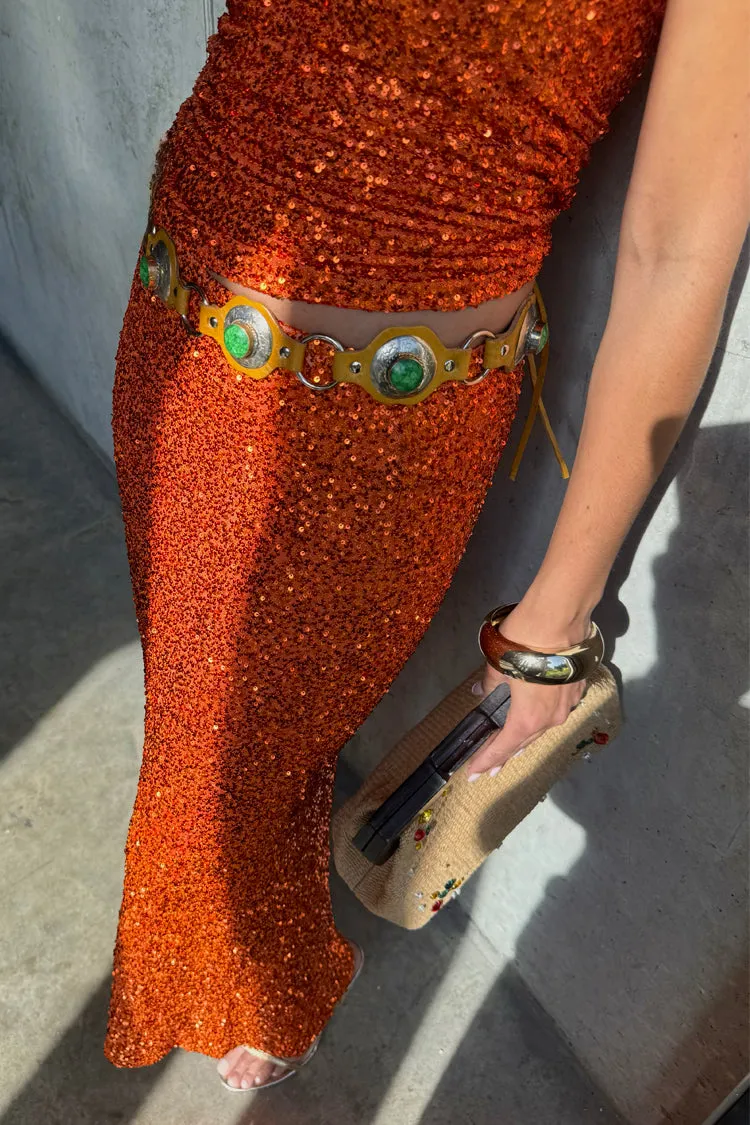 Orange Sequin Dorris Skirt Petite sold by Never Fully Dressed product image thumbnail 5