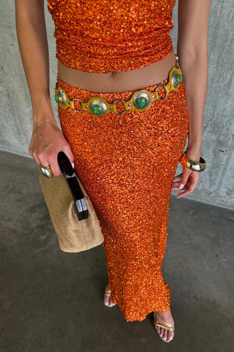 Orange Sequin Dorris Skirt Petite sold by Never Fully Dressed product image thumbnail 2