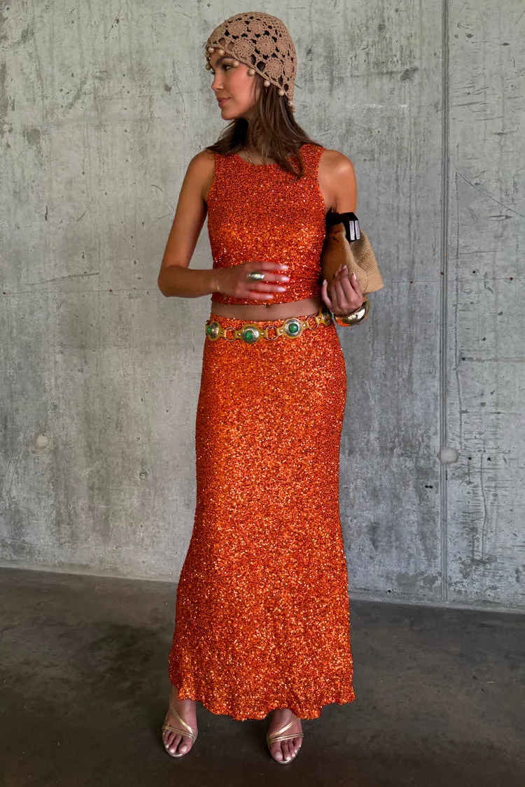 Orange Sequin Dorris Skirt sold by Never Fully Dressed product image thumbnail 3