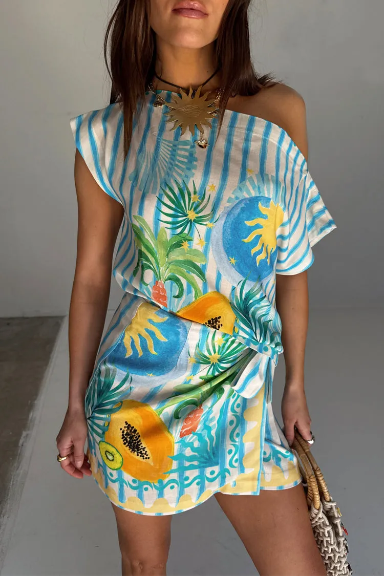 Rio Stripe Mini Wrap Skirt sold by Never Fully Dressed product image thumbnail 3