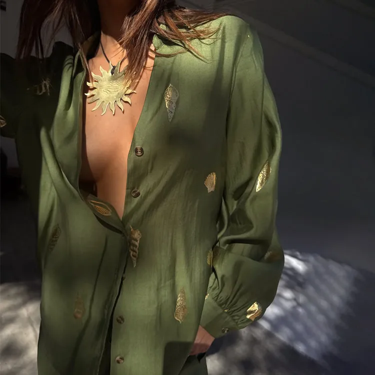 Khaki Shell Miley Shirt sold by Never Fully Dressed