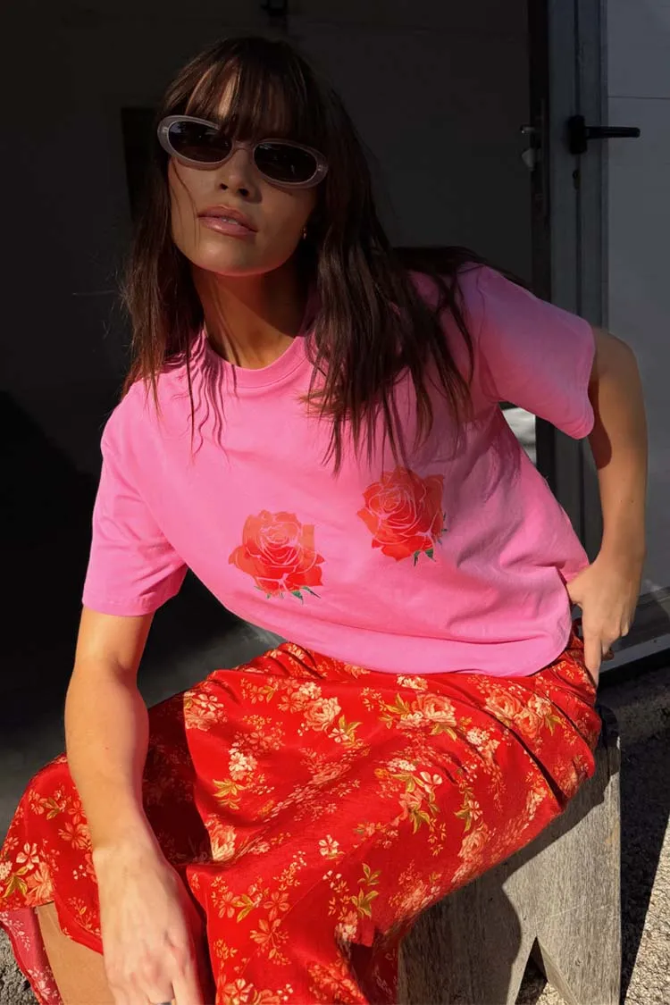 Pink Rose Boob T-Shirt sold by Never Fully Dressed product image thumbnail 2