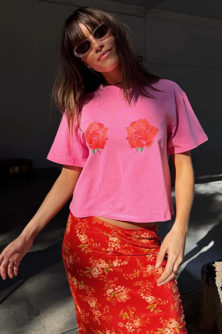 Pink Rose Boob T-Shirt sold by Never Fully Dressed product image thumbnail 5