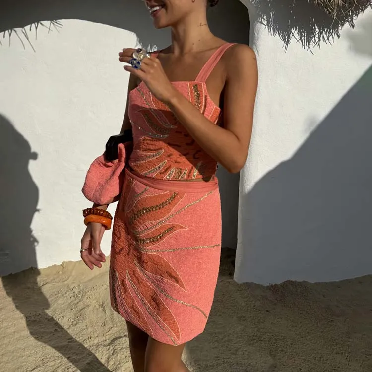 Pink Sol Beaded Wrap Skirt sold by Never Fully Dressed