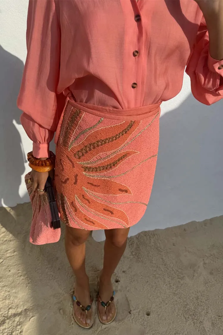 Pink Sol Beaded Wrap Skirt sold by Never Fully Dressed product image thumbnail 3