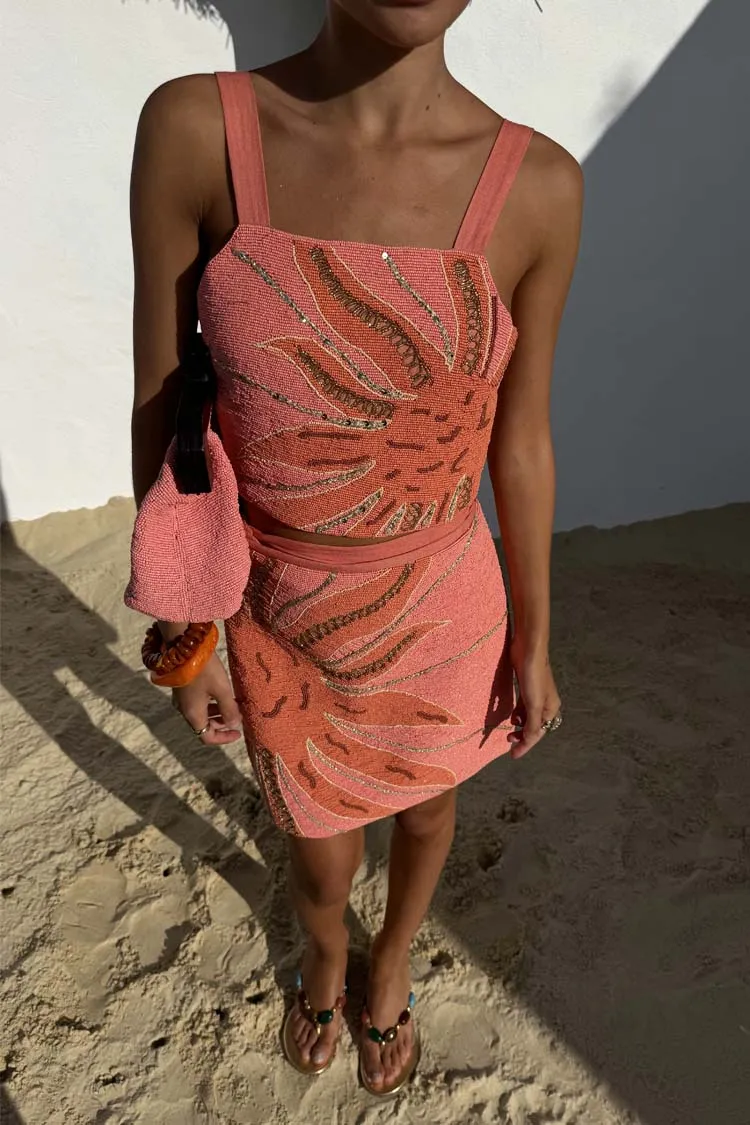 Pink Sol Beaded Wrap Skirt sold by Never Fully Dressed product image thumbnail 5