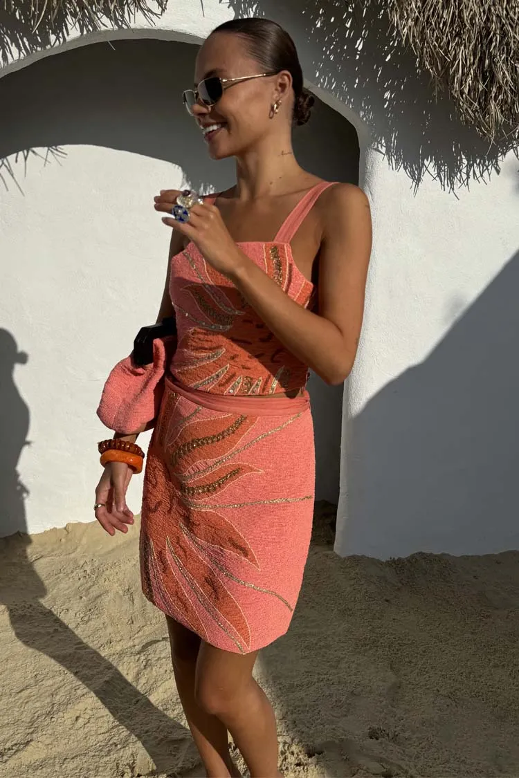 Pink Sol Beaded Wrap Skirt sold by Never Fully Dressed product image thumbnail 2