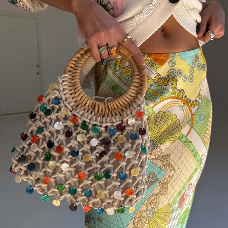 Multi Shell Macrame Bag sold by Never Fully Dressed