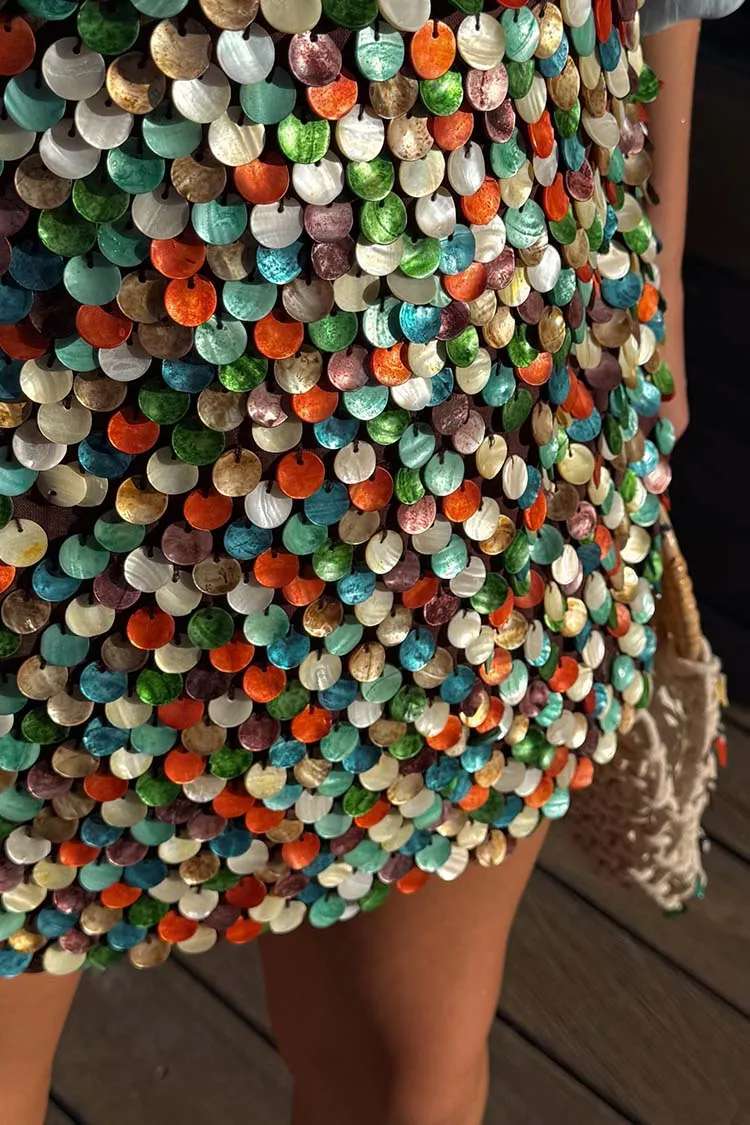 Multi Shell Mini Wrap Skirt sold by Never Fully Dressed product image thumbnail 3