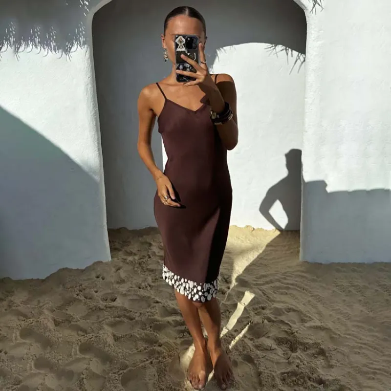 Chocolate Slip Dress with Shells sold by Never Fully Dressed
