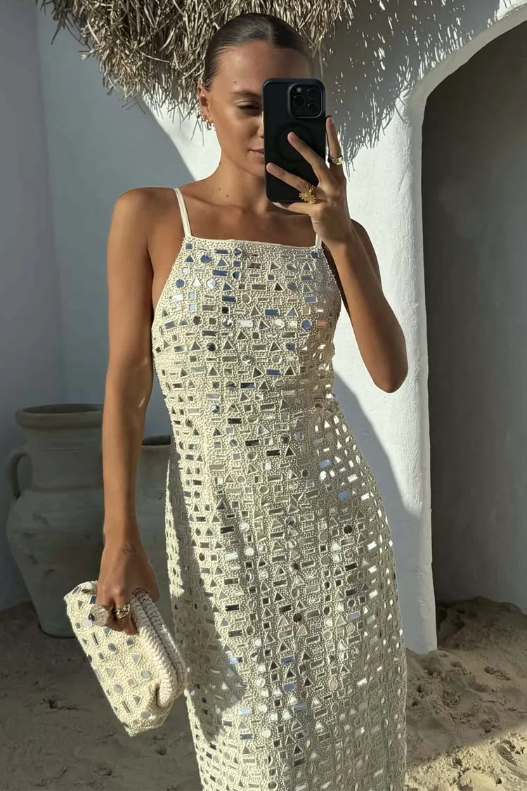 Cream Mirror Taliah Midi Dress sold by Never Fully Dressed product image thumbnail 5