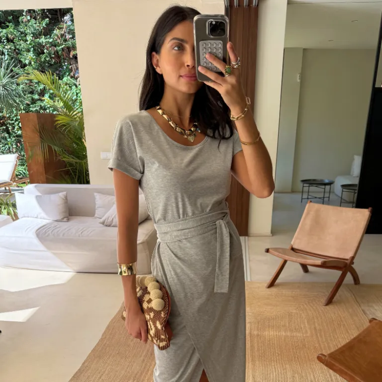 Grey Jesse Jersey Wrap Dress sold by Never Fully Dressed